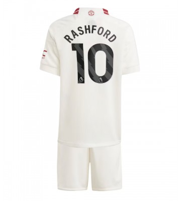 Lacne Dětský Futbalové dres Manchester United Marcus Rashford #10 2023-24 Krátky Rukáv - Tretina (+ trenírky)